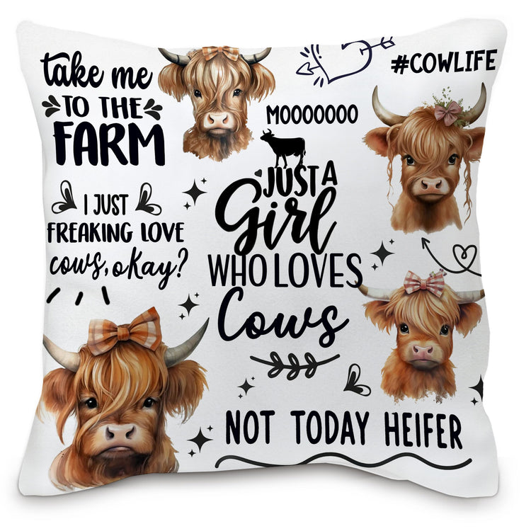 Chic Charm Highland Cow Throw Pillow Cover 18x18 Inch