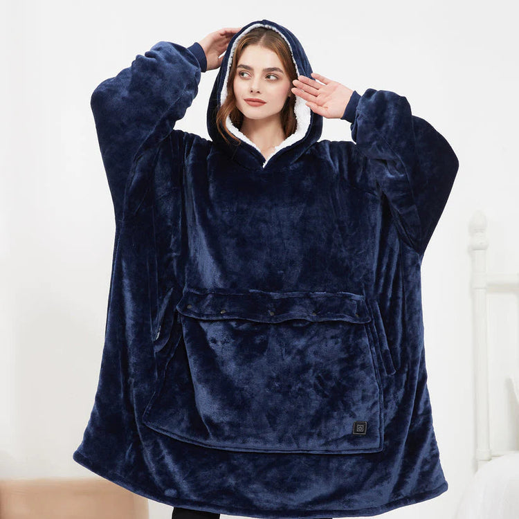 Chic Charm Heated Hoodie Blanket Cozy Wearable Blanket
