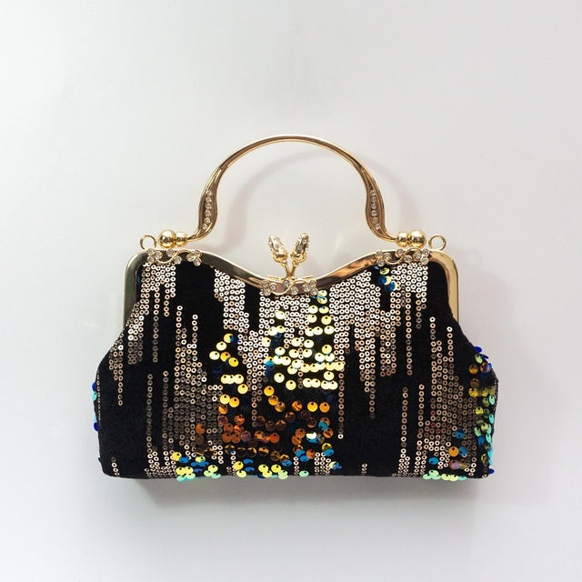 Chic Charm Velvet Sequin Evening Clutch Handbag