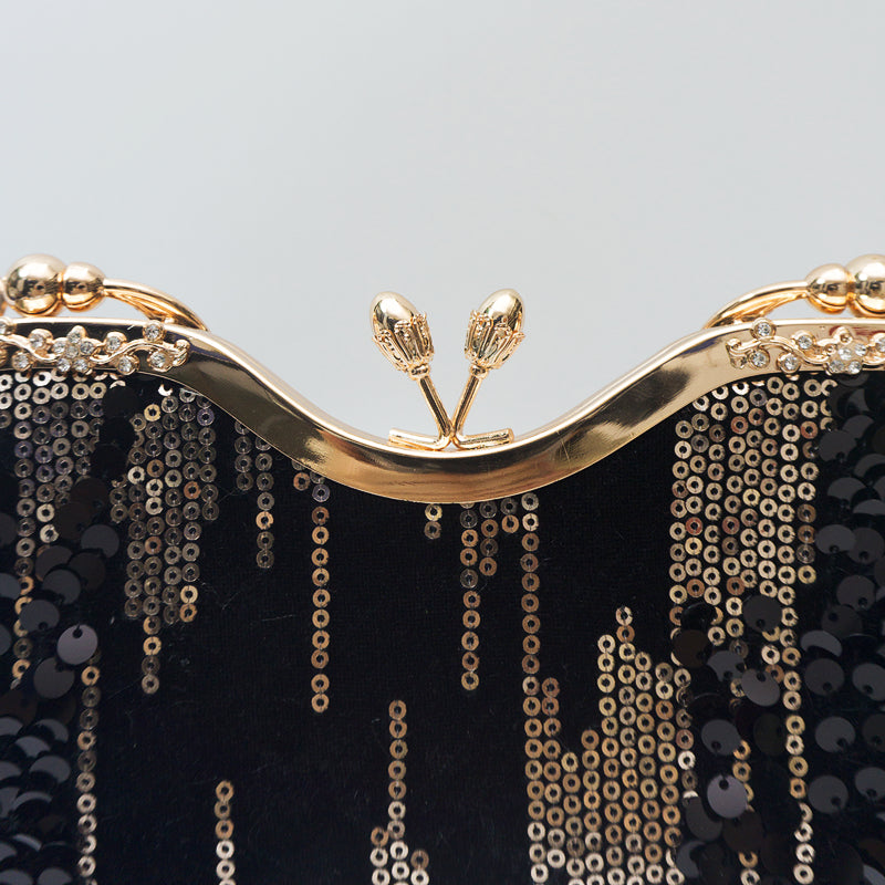Chic Charm Velvet Sequin Evening Clutch Handbag