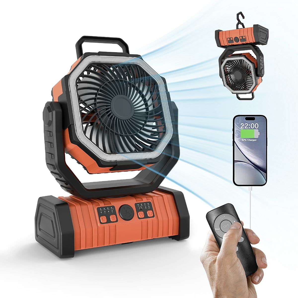 Chic Charm Outdoor Power Bank LED Camping Fan