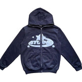 Chic Charm Star Printed Zip Up Hoodie