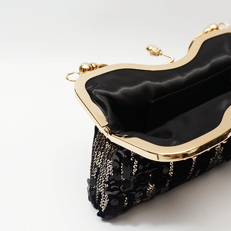 Chic Charm Velvet Sequin Evening Clutch Handbag