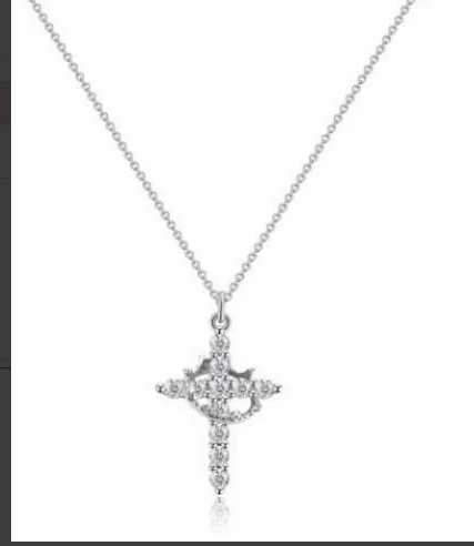 Chic Charm Crown Cross Necklace Elegant Jewelry