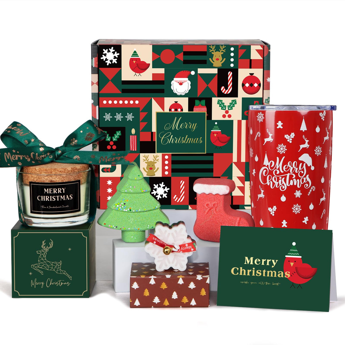 Chic Charm Christmas Spa Gift Basket with Tumbler