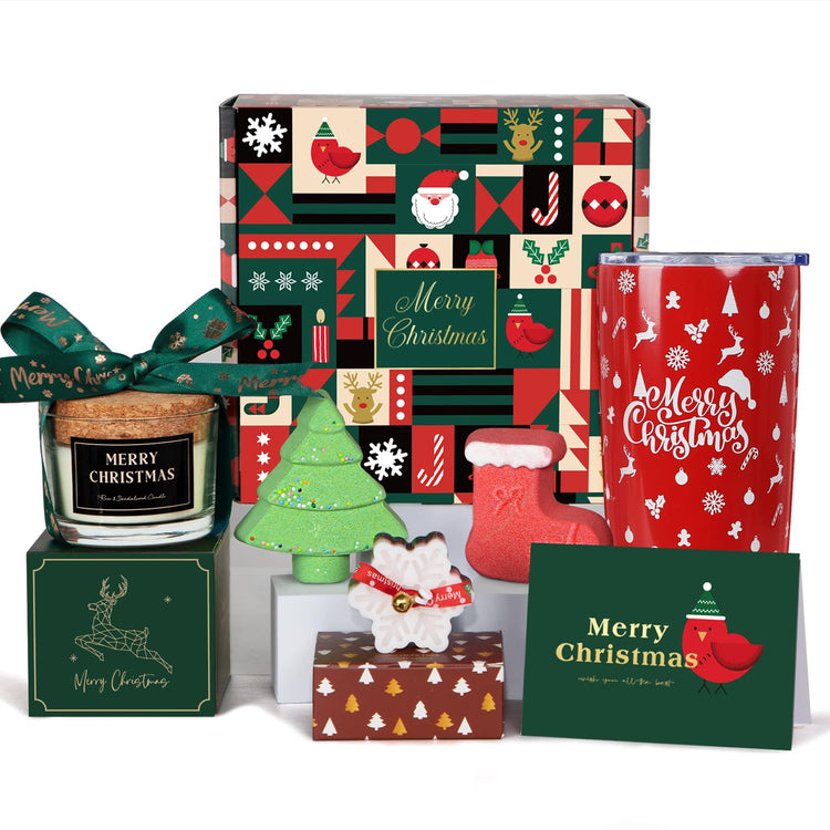 Chic Charm Christmas Spa Gift Basket with Tumbler