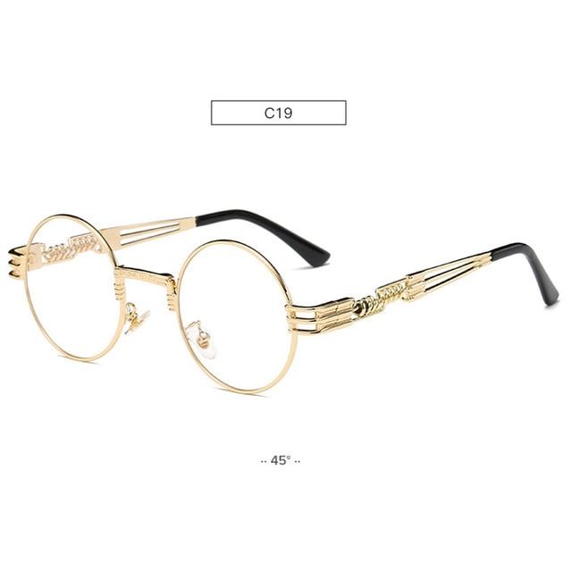 chic charmSpring Leg Round Frame Metal Sunglasses
