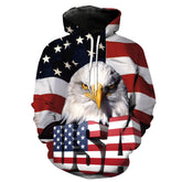 Classic 3D Animal Print Hoodie with US Flag Design