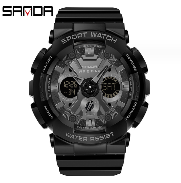 Chic Charm Sanda Black Korean Style Digital Watch