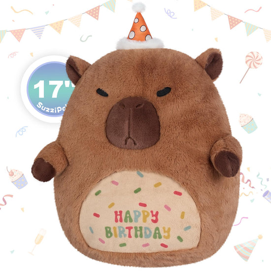  Chic Charm 17-Inch Happy Birthday Capybara Plush Pillow