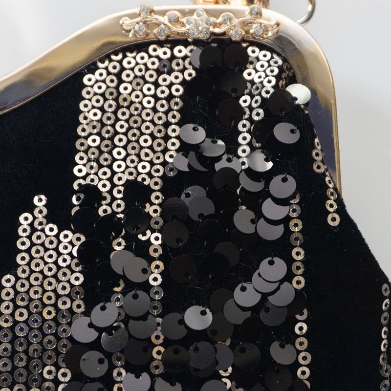 Chic Charm Velvet Sequin Evening Clutch Handbag