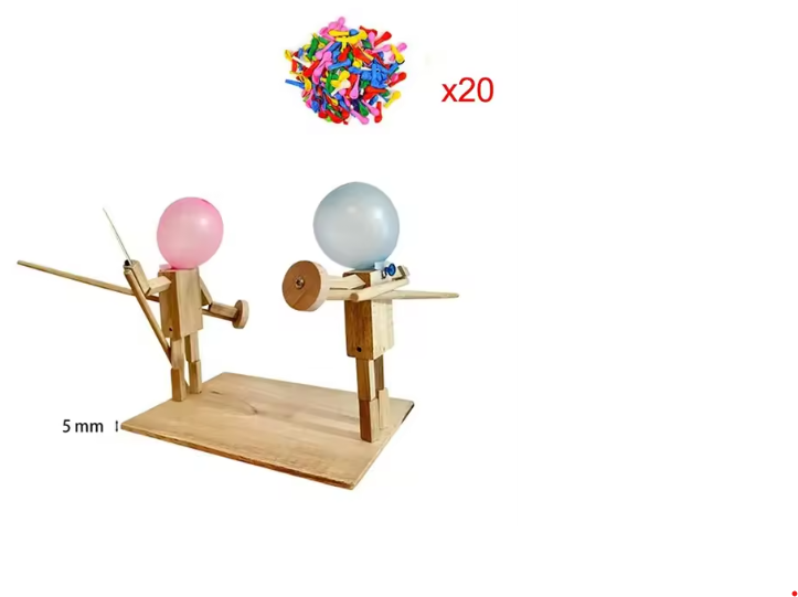 Chic Charm Handmade Balloon Heads Wooden Fighter Puppets