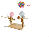 Chic Charm Handmade Balloon Heads Wooden Fighter Puppets
