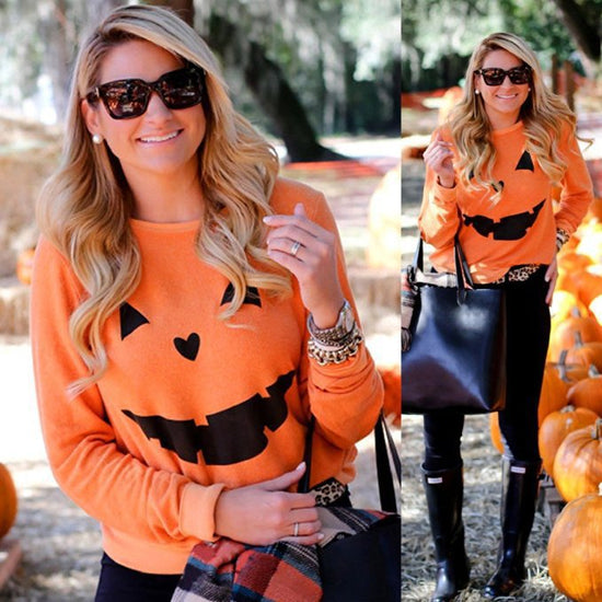Chic Charm Halloween Pumpkin Sweatshirt