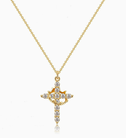 Chic Charm Crown Cross Necklace Elegant Jewelry