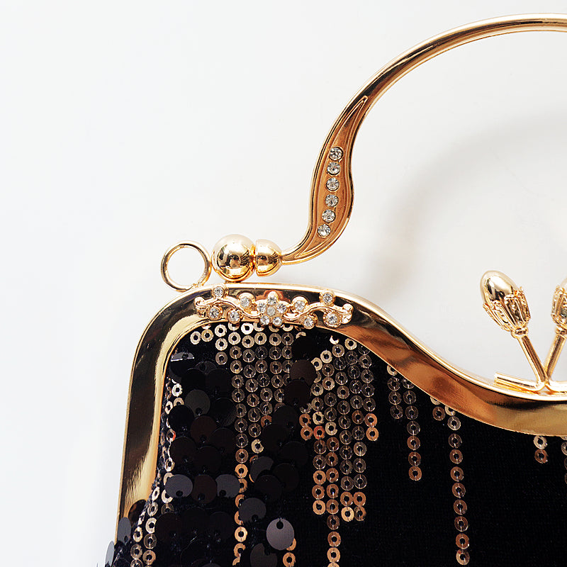 Chic Charm Velvet Sequin Evening Clutch Handbag