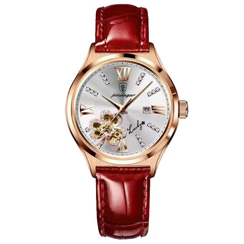 Chic Charm Waterproof Ladies Korean Style Calendar Watch
