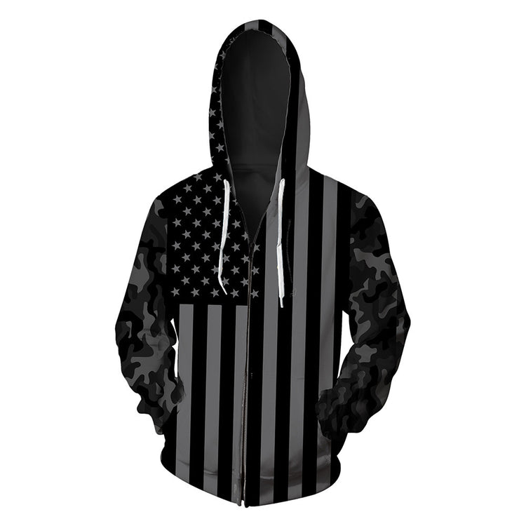 Classic 3D Animal Print Hoodie with US Flag Design