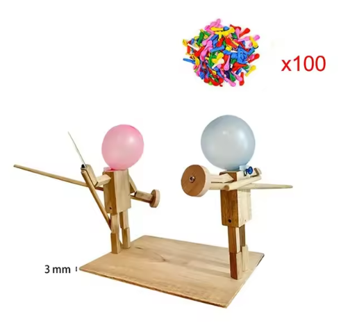 Chic Charm Handmade Balloon Heads Wooden Fighter Puppets