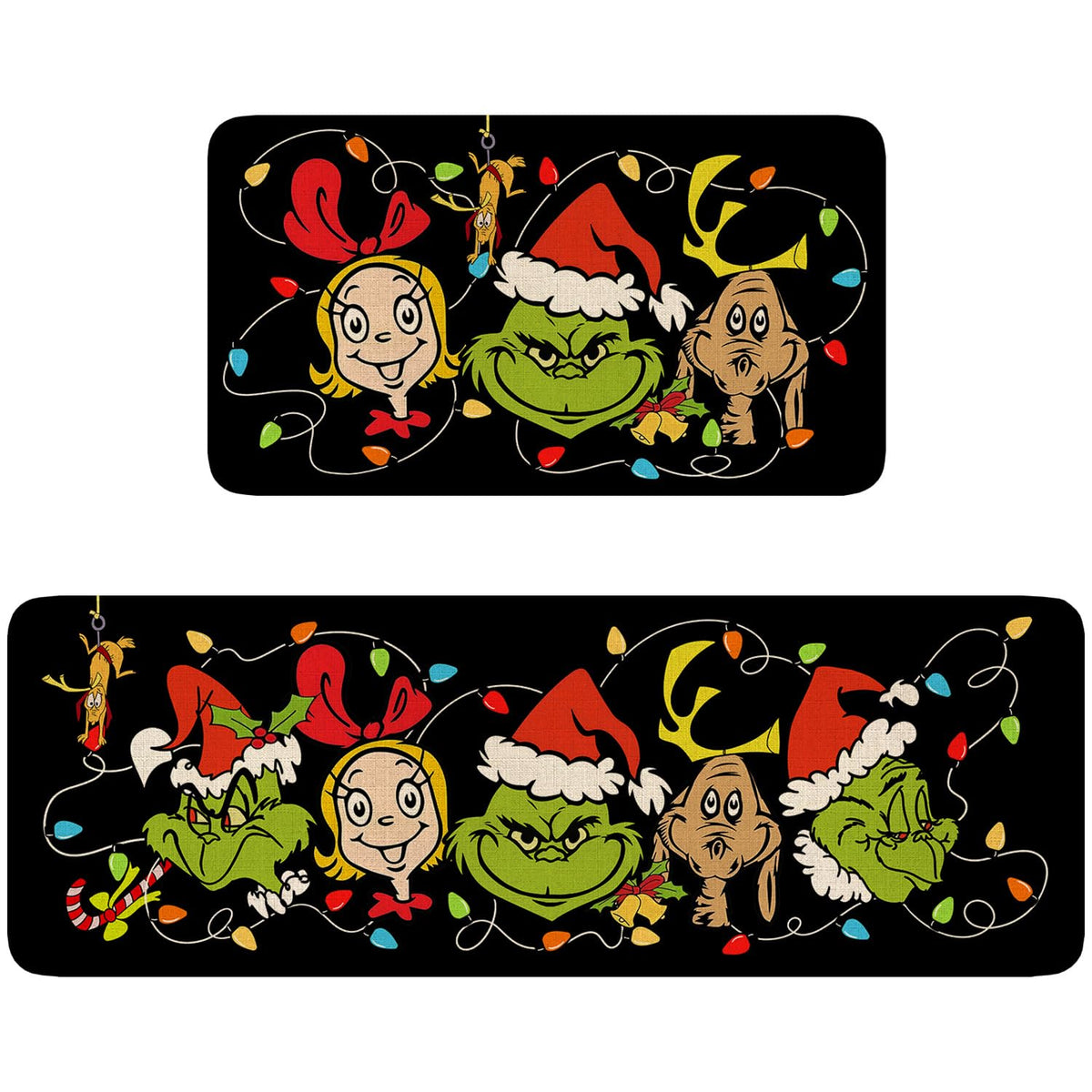 Chic Charm Christmas Kitchen Rug Mat Set of 2