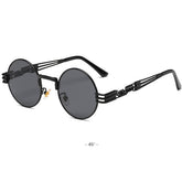 chic charm Spring Leg Round Frame Metal Sunglasses