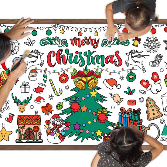 Chic Charm 2-Piece Christmas Coloring Tablecloth for Kids