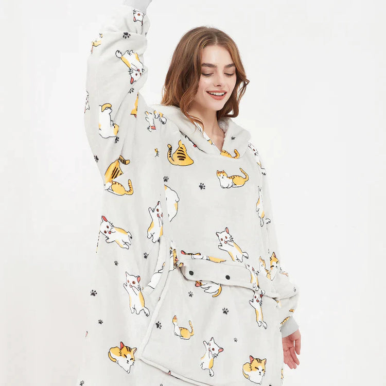Chic Charm Heated Hoodie Blanket Cozy Wearable Blanket