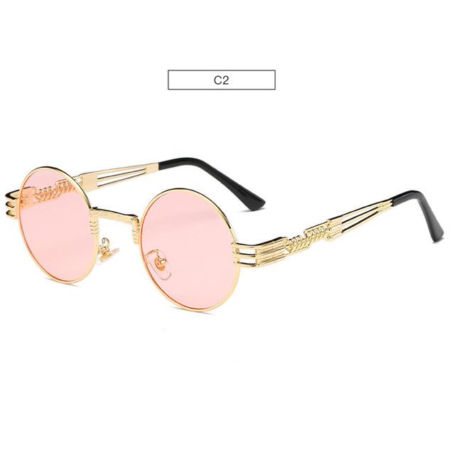 chic charm Spring Leg Round Frame Metal Sunglasses