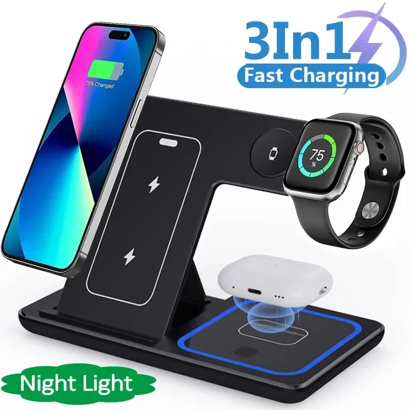 Chic Charm 3-in-1 LED Fast Wireless Charger Stand