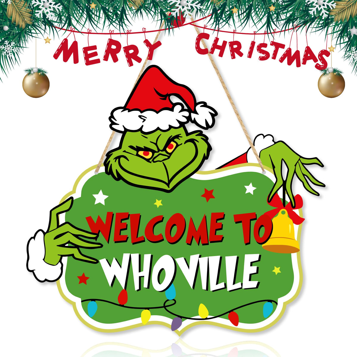 Chic Charm Merry Christmas Welcome Door Hanging Sign