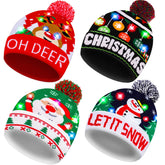 Chic Charm 4-Pack LED Christmas Light-Up Beanie Hats