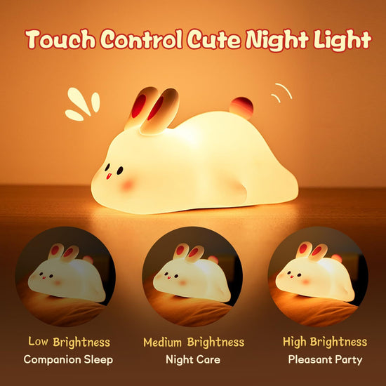 Chic Charm Cute LED Rabbit Silicone Night Light
