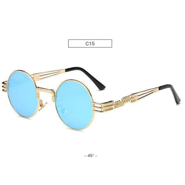 chic charm Spring Leg Round Frame Metal Sunglasses