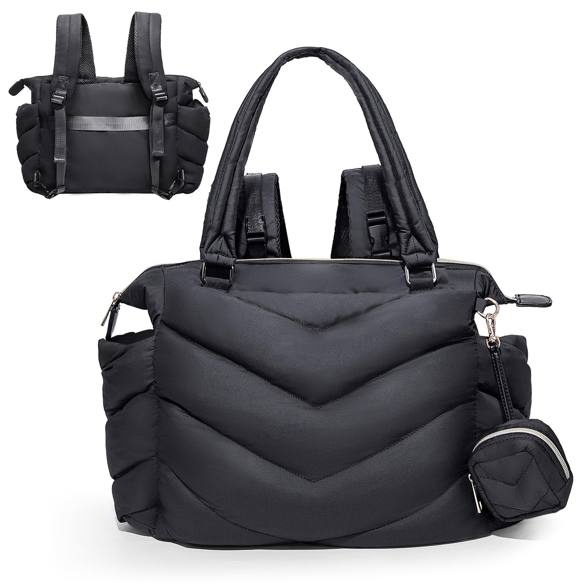 Chic Charm Convertible Diaper Bag Tote Backpack
