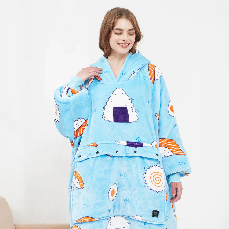 Chic Charm Heated Hoodie Blanket Cozy Wearable Blanket