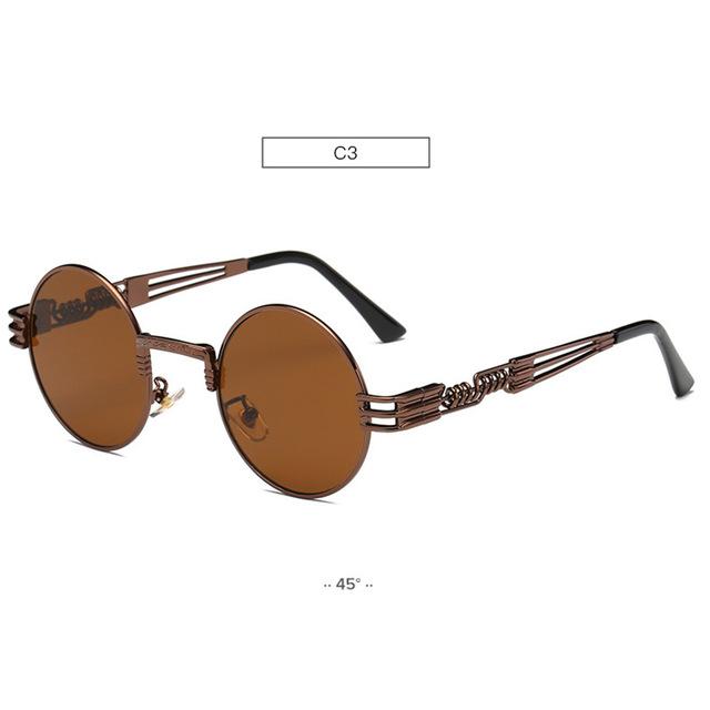 chic charm Spring Leg Round Frame Metal Sunglasses