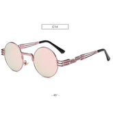chic charm Spring Leg Round Frame Metal Sunglasses