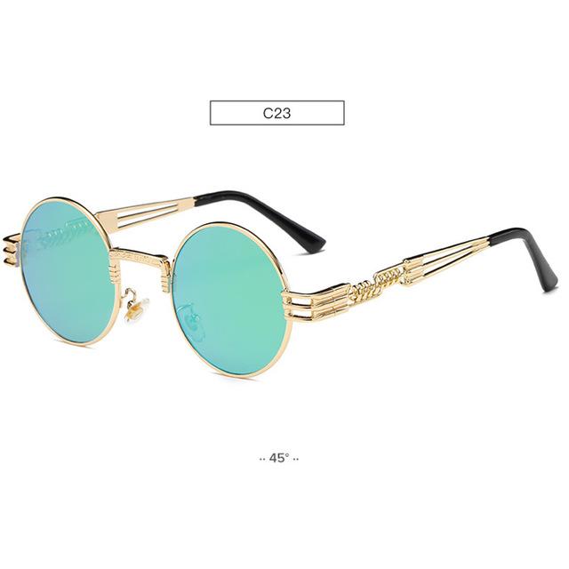 chic charm Spring Leg Round Frame Metal Sunglasses