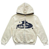 Chic Charm Star Printed Zip Up Hoodie