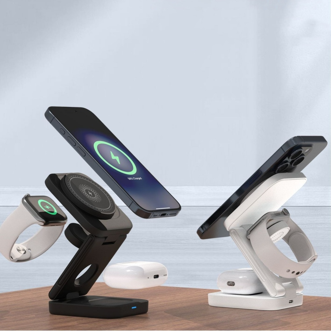 Chic Charm 3-in-1 Foldable Wireless Charger Station