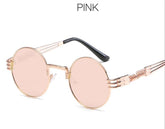chic charm Spring Leg Round Frame Metal Sunglasses