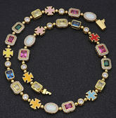 Chic Charm Gold-Plated Hip-Hop Gemstone Necklace