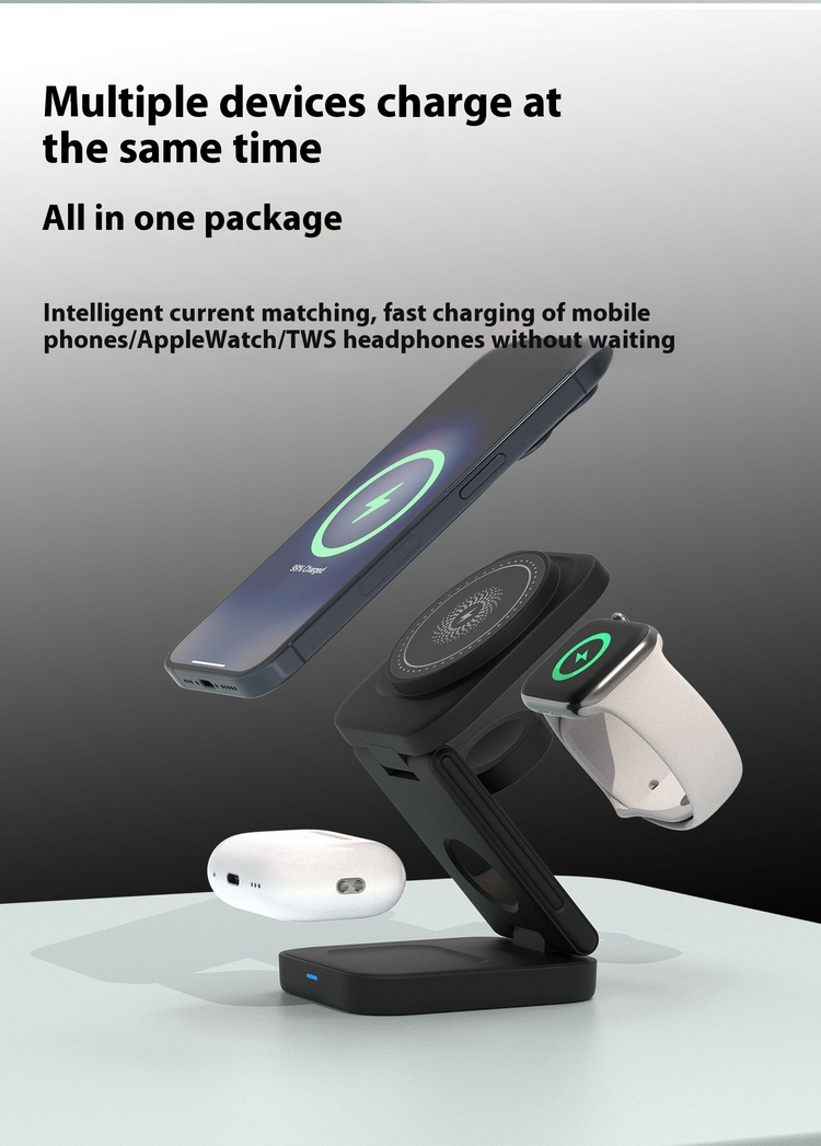 Chic Charm 3-in-1 Foldable Wireless Charger Station