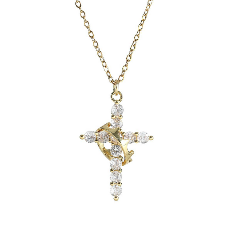 Chic Charm Crown Cross Necklace Elegant Jewelry