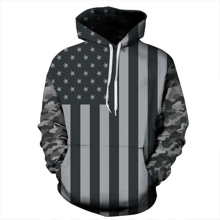 Classic 3D Animal Print Hoodie with US Flag Design