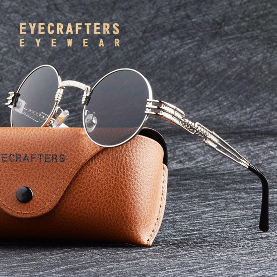 chic charm Spring Leg Round Frame Metal Sunglasses