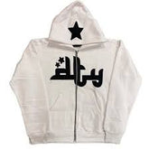 Chic Charm Star Printed Zip Up Hoodie