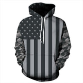 Classic 3D Animal Print Hoodie with US Flag Design