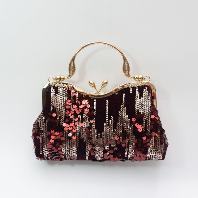 Chic Charm Velvet Sequin Evening Clutch Handbag