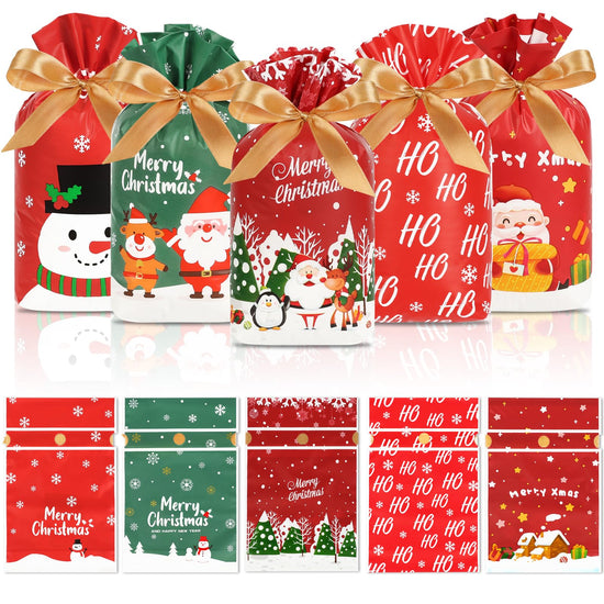 Chic Charm 50-Piece Christmas Treat Bags with Drawstring